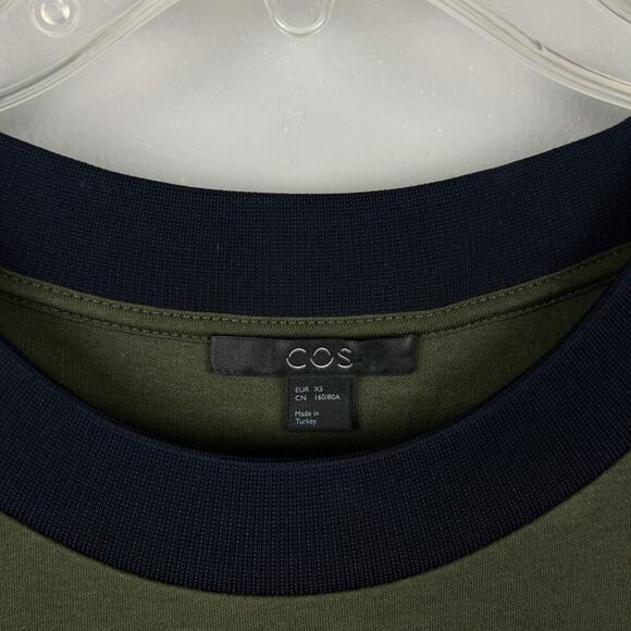 COS Army Green Paneled Jersey Short Sleeve Maxi Dress XS - Picture 5 of 6